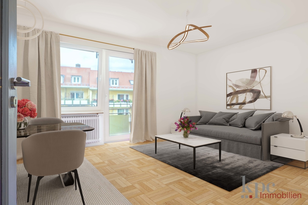 Schwabing-West - Apartment mit sep. Küche u. Balkon! Lift! Solar! Rückgeb.! U-/S-Bahn! Bezug sofort! - Möblierungsvorschlag
